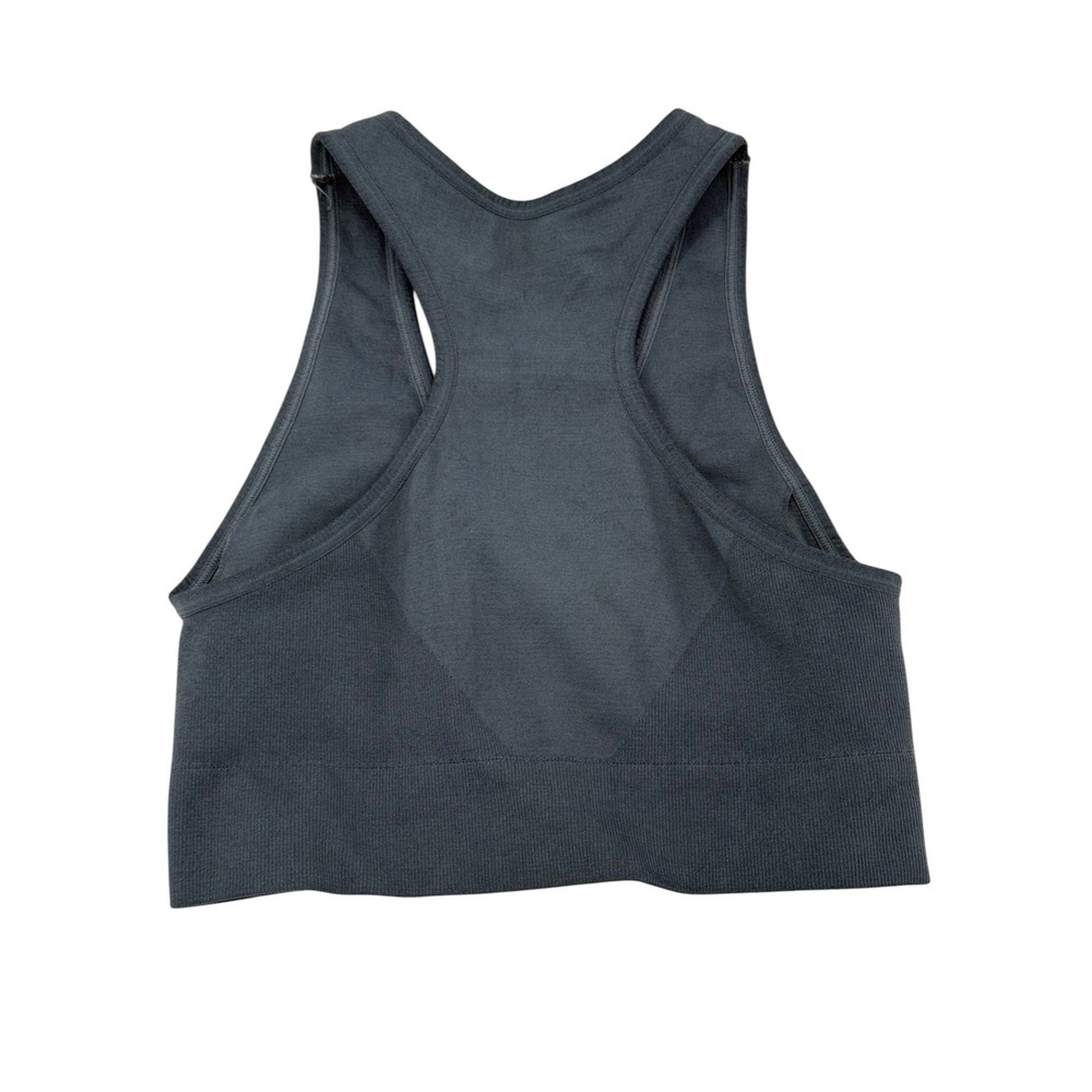 NUX Cropped V-Neck Sports Bra‎ Gray Blue Medium NWOT - Picture 7 of 8